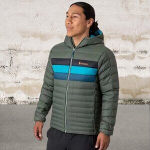 Cotopaxi Mens Fuego Down Hooded Jacket in Blue Spruce Size XL